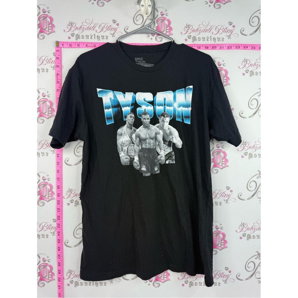 Mike Tyson tshirt boxing boxer Black Graphic Tee with Blue Logo